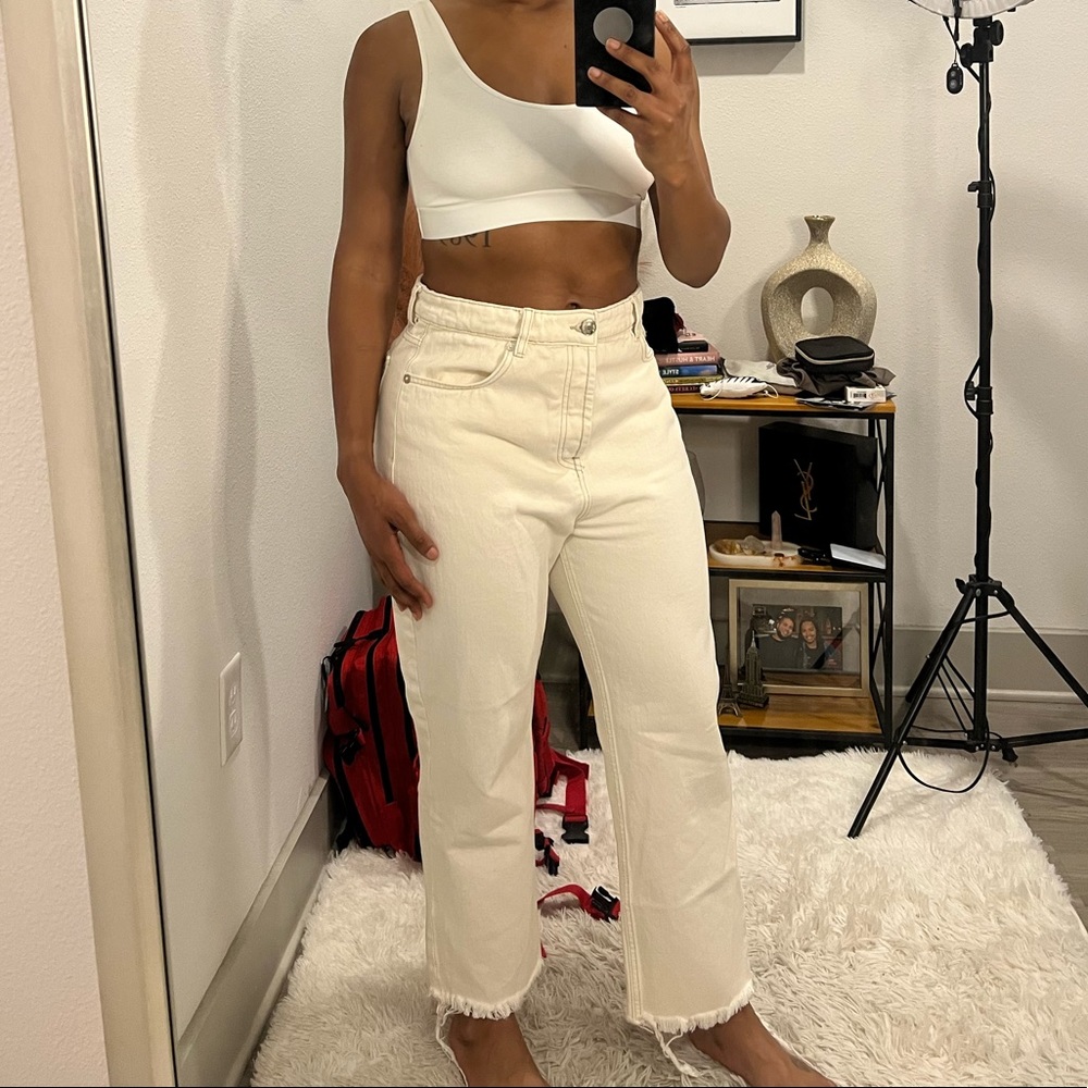 Zara high waist raw edge jeans